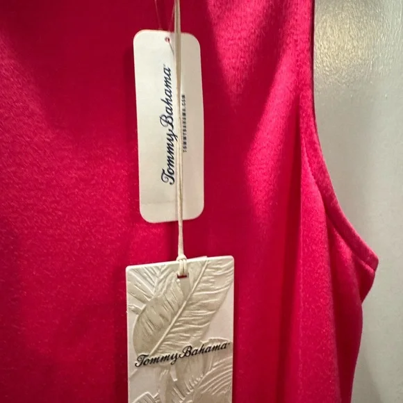NWT Tommy Bahama Darcy Flounce Dress Glowy Azalea/Vibrant Pink Midi Summer beach